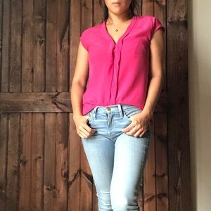 Max Studio Fuchsia Pink Silk Top Size S